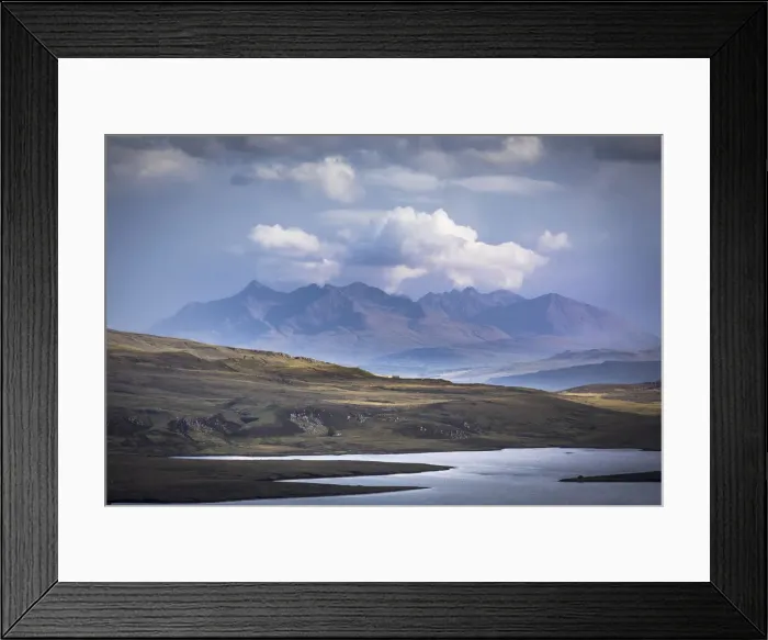 Framed Print : View across Loch Leathan to the Cuillin Hills, Trotternish Peninsula, Isle of Skye Framed Print : View across Loch Leathan to the Cuillin Hills, Trotternish Peninsula, Isle of Skye