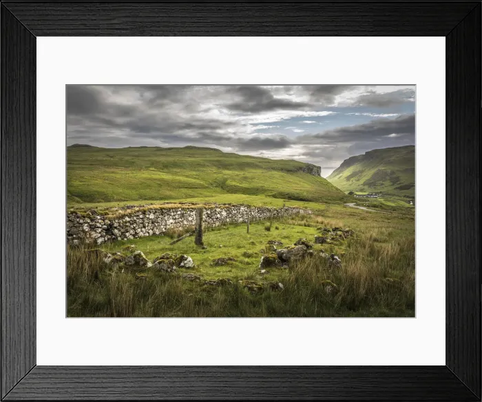 Framed Print : Field stone wall on the way to Talsiker Bay, Isle of Skye, Highlands, Scotland Framed Print : Field stone wall on the way to Talsiker Bay, Isle of Skye, Highlands, Scotland