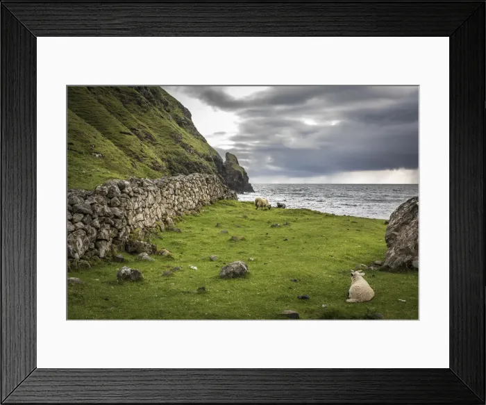Framed Print : Field stone wall in Talisker Bay, Minginish Peninsula, Isle of Skye, Highlands, Scotland Framed Print : Field stone wall in Talisker Bay, Minginish Peninsula, Isle of Skye, Highlands, Scotland