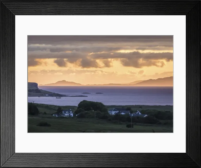 Framed Print : View from Glendale to Loch Pooltiel in the evening light, Isle of Skye, Highlands Framed Print : View from Glendale to Loch Pooltiel in the evening light, Isle of Skye, Highlands