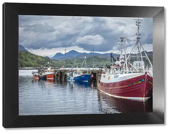 Fishing trawler in Gairloch Harbor, Wester Ross, Highlands, Scotland, Great Britain