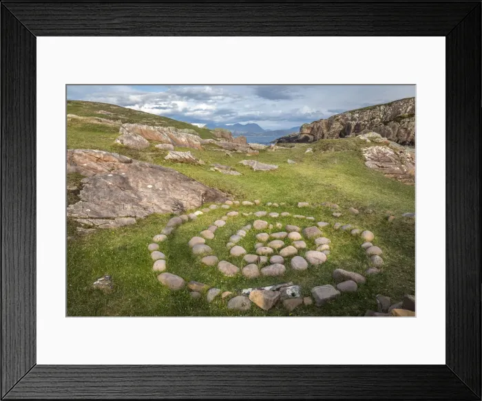 Framed Print : Stone spiral at Mellon Udrigle Beach, Achnasheen, Wester Ross, Highlands, Scotland Framed Print : Stone spiral at Mellon Udrigle Beach, Achnasheen, Wester Ross, Highlands, Scotland