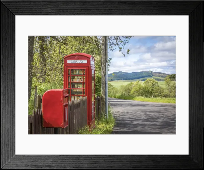 Framed Print : Telephone box redesigned as a library at Blacklunans, Blairgowrie, Perth and Kinross Framed Print : Telephone box redesigned as a library at Blacklunans, Blairgowrie, Perth and Kinross