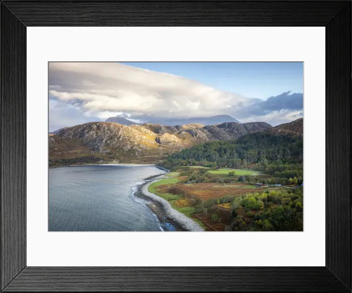 Framed Print : Picturesque loch and mountains in Sutherland, Highlands, Scotland, United Kingdom Framed Print : Picturesque loch and mountains in Sutherland, Highlands, Scotland, United Kingdom