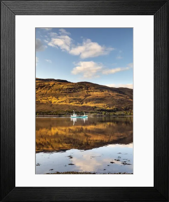 Framed Print : Boat on Loch Linnhe, Fort William, Scotland, UK Framed Print : Boat on Loch Linnhe, Fort William, Scotland, UK