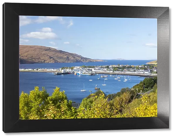 Picturesque Loch Broom and boats at Ullapool harbour, Ross and Cromarty, Highlands