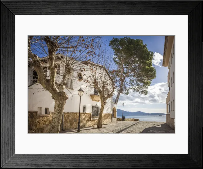Framed Print : Waterfront promenade in Port de Pollenca, Mallorca, Spain Framed Print : Waterfront promenade in Port de Pollenca, Mallorca, Spain