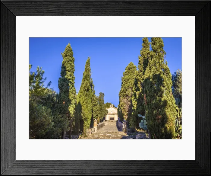 Framed Print : Chapel Eglesia del Calvari on the Calvary in Pollanca, Mallorca, Spain Framed Print : Chapel Eglesia del Calvari on the Calvary in Pollanca, Mallorca, Spain