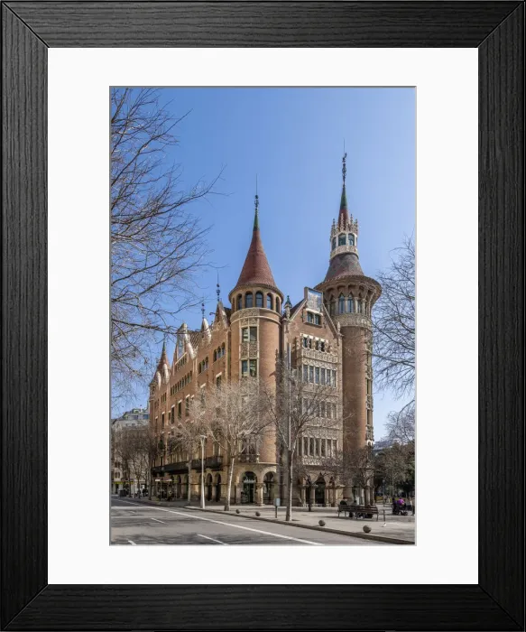 Framed Print : Casa de les Punxes, a modernist building designed by Catalan architect Josep Puig i Framed Print : Casa de les Punxes, a modernist building designed by Catalan architect Josep Puig i