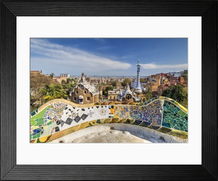 Framed Print : Park Guelll and city skyline behind, Barcelona, Catalonia, Spain Framed Print : Park Guelll and city skyline behind, Barcelona, Catalonia, Spain