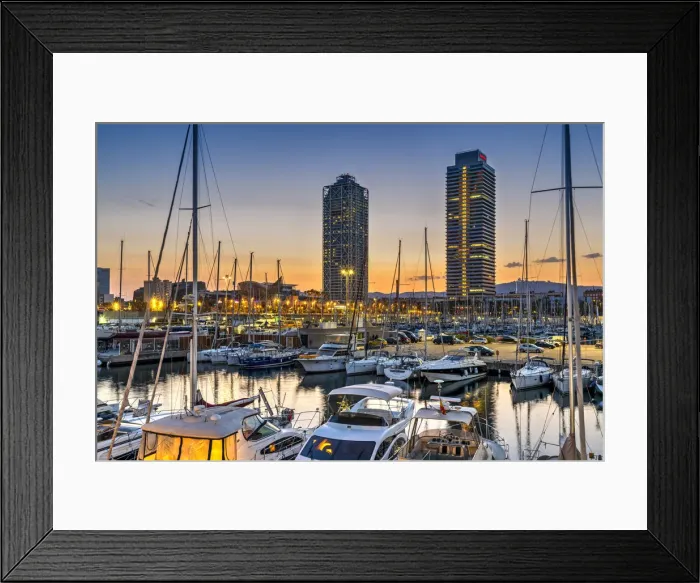 Framed Print : Port Olimpic marina at sunset, Barcelona, Catalonia, Spain Framed Print : Port Olimpic marina at sunset, Barcelona, Catalonia, Spain