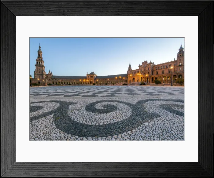 Framed Print : Plaza de Espana at twilight, Maria Luisa Park, Seville, Andalusia, Spain Framed Print : Plaza de Espana at twilight, Maria Luisa Park, Seville, Andalusia, Spain