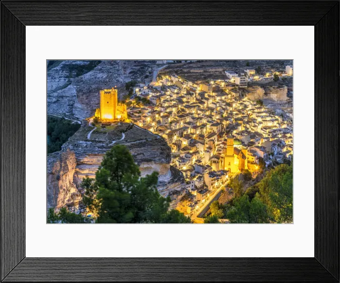 Framed Print : Night view of Alcala del Jucar, Castilla-La Mancha, Spain Framed Print : Night view of Alcala del Jucar, Castilla-La Mancha, Spain