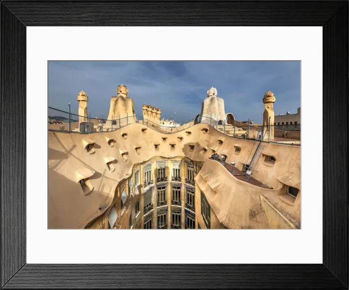 Framed Print : Ventilation towers and chimneys on the rooftop, Casa Mila or La Pedrera, Barcelona Framed Print : Ventilation towers and chimneys on the rooftop, Casa Mila or La Pedrera, Barcelona