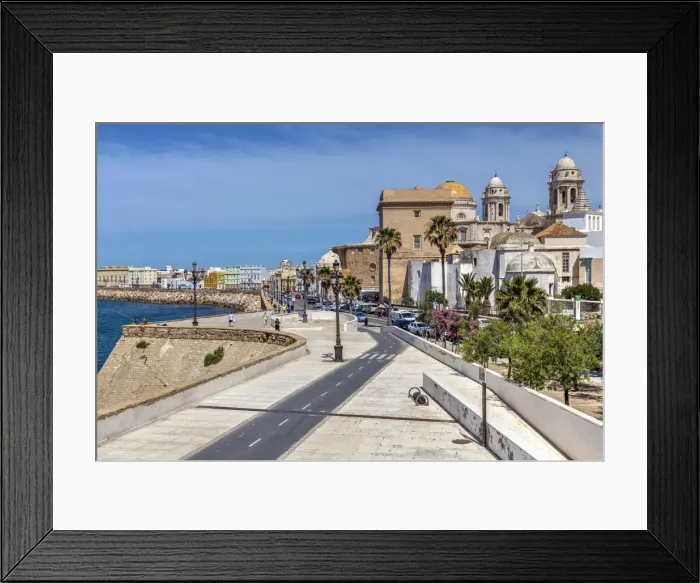 Framed Print : Old town skyline and corniche, Cadiz, Andalusia, Spain Framed Print : Old town skyline and corniche, Cadiz, Andalusia, Spain