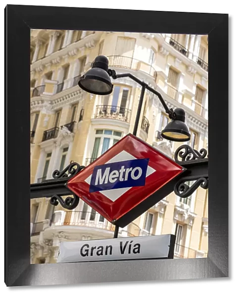 Gran Via street metro sign, Madrid, Community of Madrid, Spain