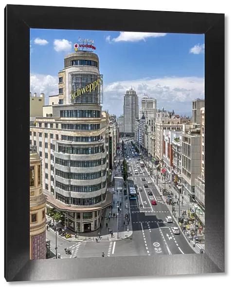 Gran Via and city skyline, Madrid, Community of Madrid, Spain