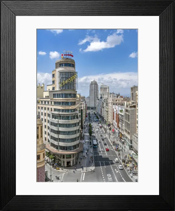 Framed Print : Gran Via and city skyline, Madrid, Community of Madrid, Spain Framed Print : Gran Via and city skyline, Madrid, Community of Madrid, Spain