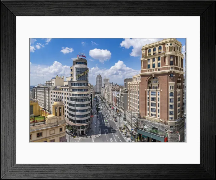 Framed Print : Gran Via and city skyline, Madrid, Community of Madrid, Spain Framed Print : Gran Via and city skyline, Madrid, Community of Madrid, Spain