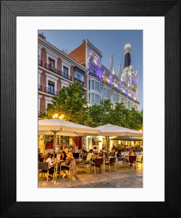 Framed Print : Outdoor cafe in Plaza de Santa Ana, Madrid, Community of Madrid, Spain Framed Print : Outdoor cafe in Plaza de Santa Ana, Madrid, Community of Madrid, Spain