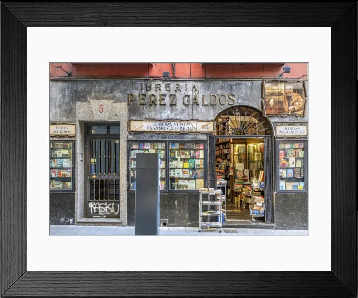 Framed Print : The historical Libreria Perez Galdos bookstore in Madrid, Community of Madrid, Spain