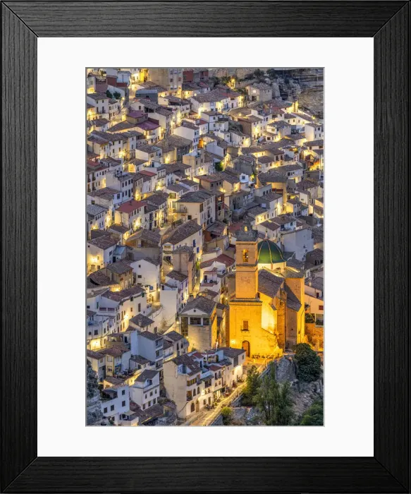 Framed Print : Night view of Alcala del Jucar, Castilla-La Mancha, Spain Framed Print : Night view of Alcala del Jucar, Castilla-La Mancha, Spain