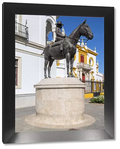 Equestrian staue in front of Plaza de toros de la Real Maestranza de Caballeria de