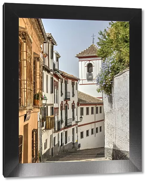 Picturesque street corner in Albayzin district, Granada, Andalusia, Spain