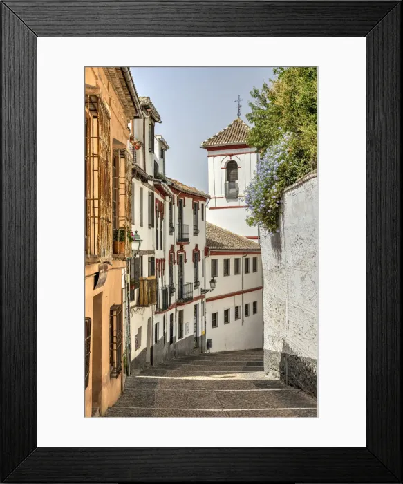 Framed Print : Picturesque street corner in Albayzin district, Granada, Andalusia, Spain Framed Print : Picturesque street corner in Albayzin district, Granada, Andalusia, Spain