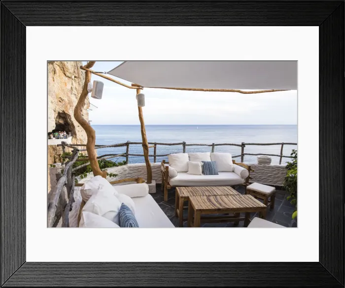 Framed Print : Spain, Balearic Islands, Menorca, A terrace in the Cova d en Xoroi discoteque Framed Print : Spain, Balearic Islands, Menorca, A terrace in the Cova d en Xoroi discoteque