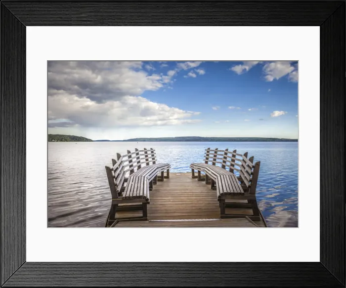 Framed Print : Benches on the banks of Lake Maalaren in Sigtuna, Stockholm County, Sweden Framed Print : Benches on the banks of Lake Maalaren in Sigtuna, Stockholm County, Sweden