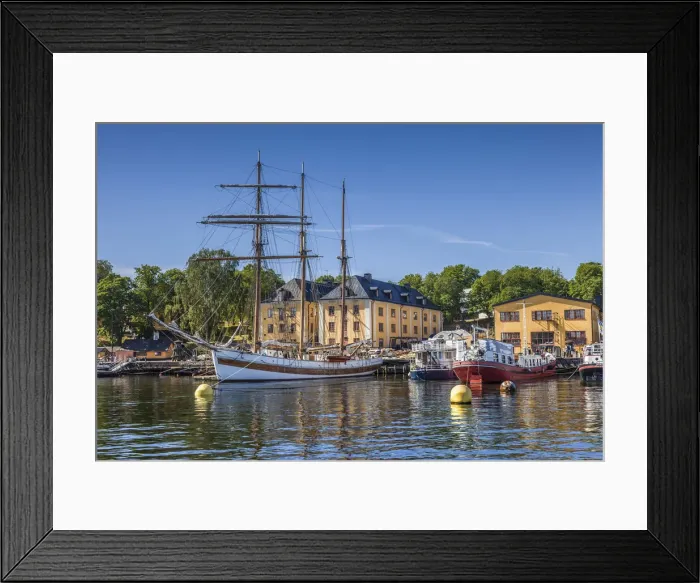 Framed Print : Stockholm harbor with historic sailing ship, Sweden