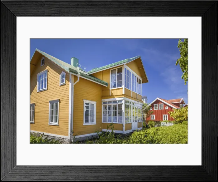 Framed Print : Colorful summer houses on Sandhamn Island, Stockholm County, Sweden Framed Print : Colorful summer houses on Sandhamn Island, Stockholm County, Sweden