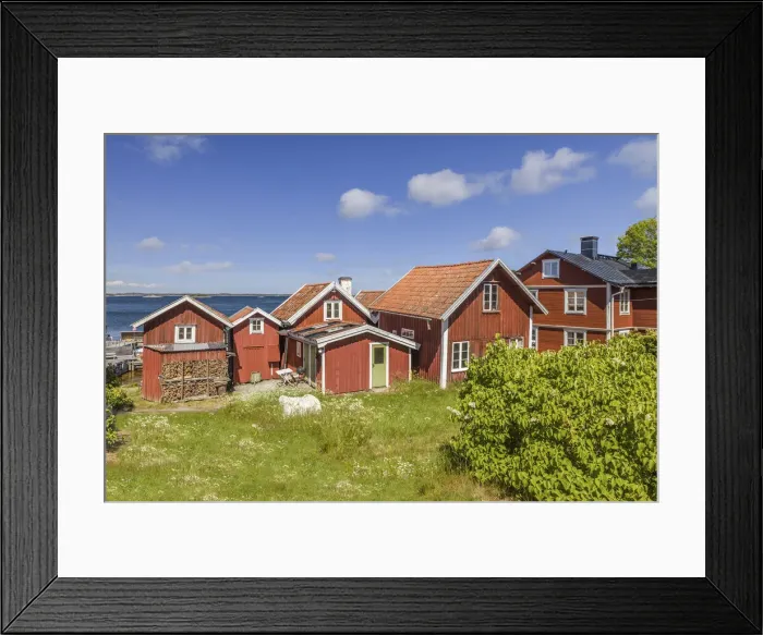 Framed Print : Old fishermen`s houses on Sandhamn Island, Stockholm County, Sweden Framed Print : Old fishermen`s houses on Sandhamn Island, Stockholm County, Sweden