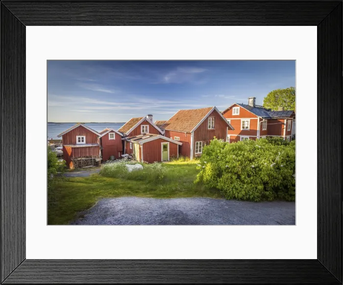 Framed Print : Old fishermen`s houses on Sandhamn Island, Stockholm County, Sweden Framed Print : Old fishermen`s houses on Sandhamn Island, Stockholm County, Sweden