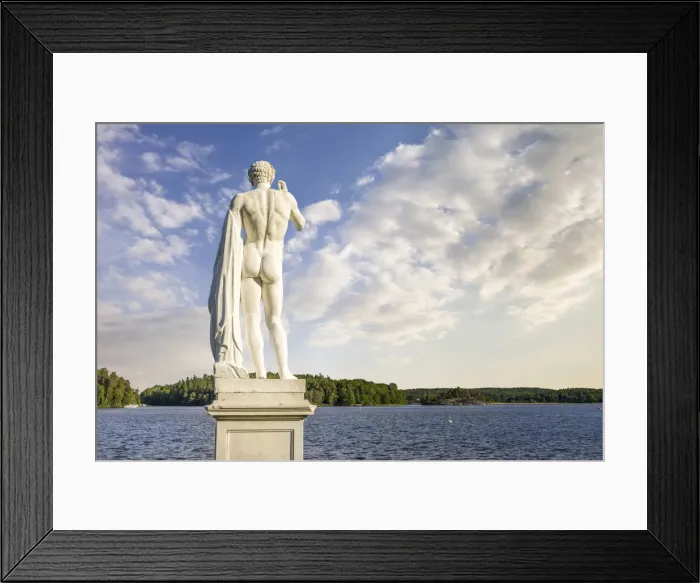 Framed Print : statue in front of Drottningholm Palace overlooking Lake Malaren, Sweden Framed Print : statue in front of Drottningholm Palace overlooking Lake Malaren, Sweden