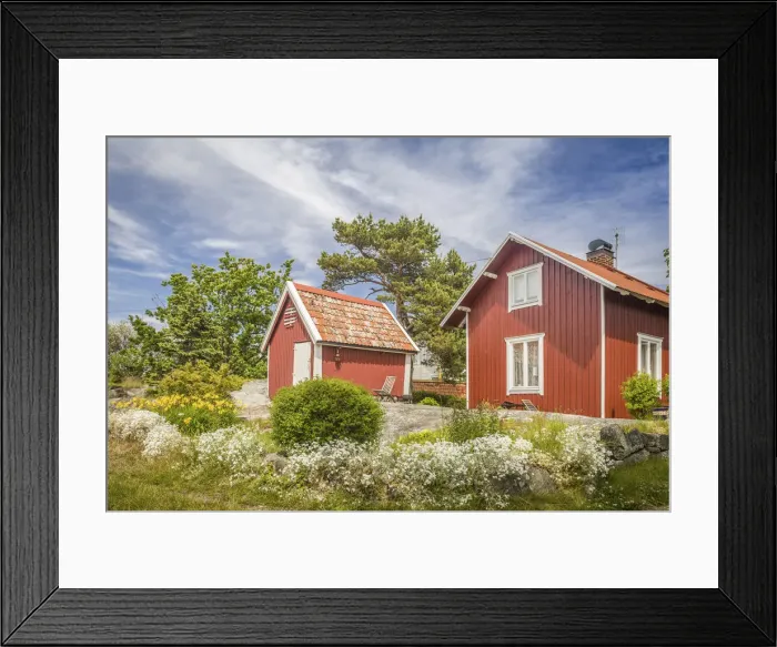 Framed Print : Summer houses in Landsort on the archipelago island of A-ja, Stockholm County, Sweden Framed Print : Summer houses in Landsort on the archipelago island of A-ja, Stockholm County, Sweden