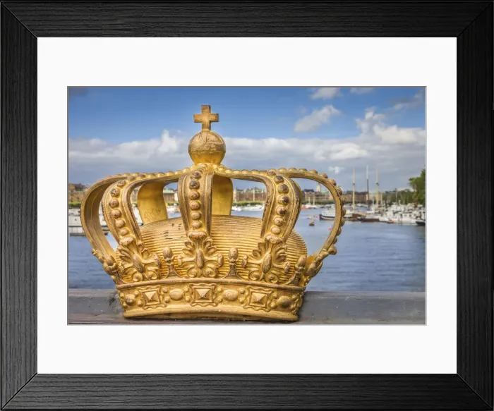 Framed Print : Golden crown on the bridge to Skeppsholmen, Stockholm, Sweden Framed Print : Golden crown on the bridge to Skeppsholmen, Stockholm, Sweden
