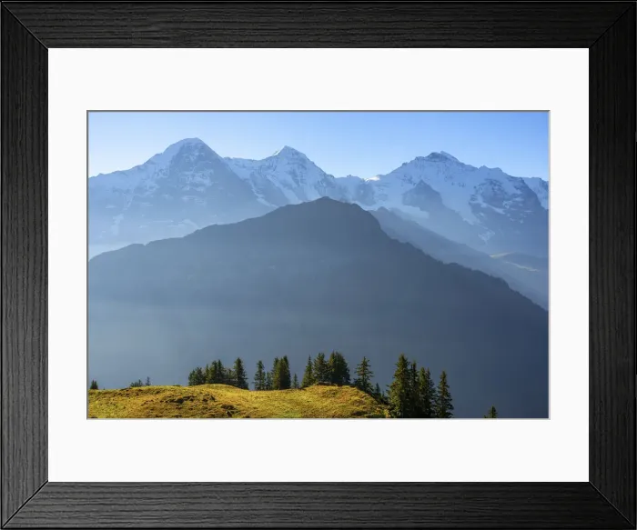 Framed Print : Eiger, Monch and Jungfrau seen from Schynige Platte, Berner Oberland, Grindelwald, Bernese Alps, Bern, Switzerland Framed Print : Eiger, Monch and Jungfrau seen from Schynige Platte, Berner Oberland, Grindelwald, Bernese Alps, Bern, Switzerland