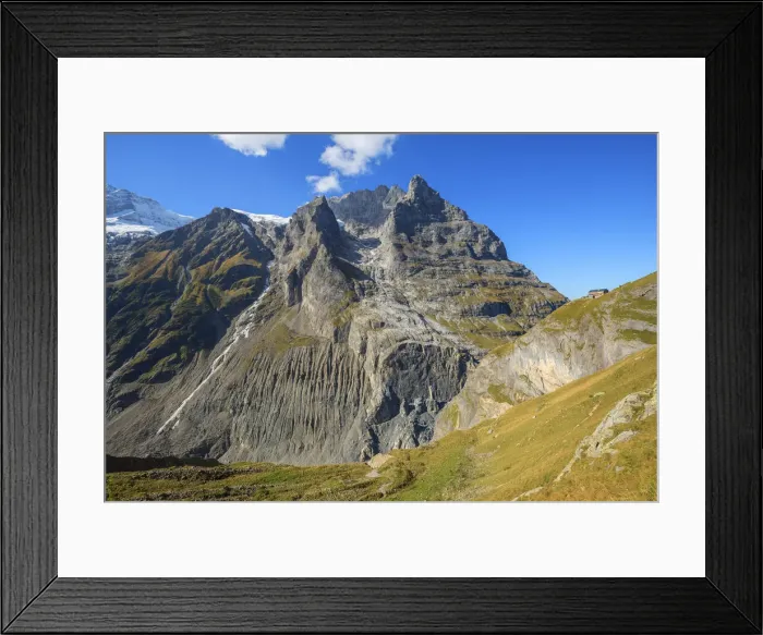 Framed Print : Eiger with Pfingstegg hut, Grindelwald, Bernese Alps, Berner Oberland, Bern, Switzerland
