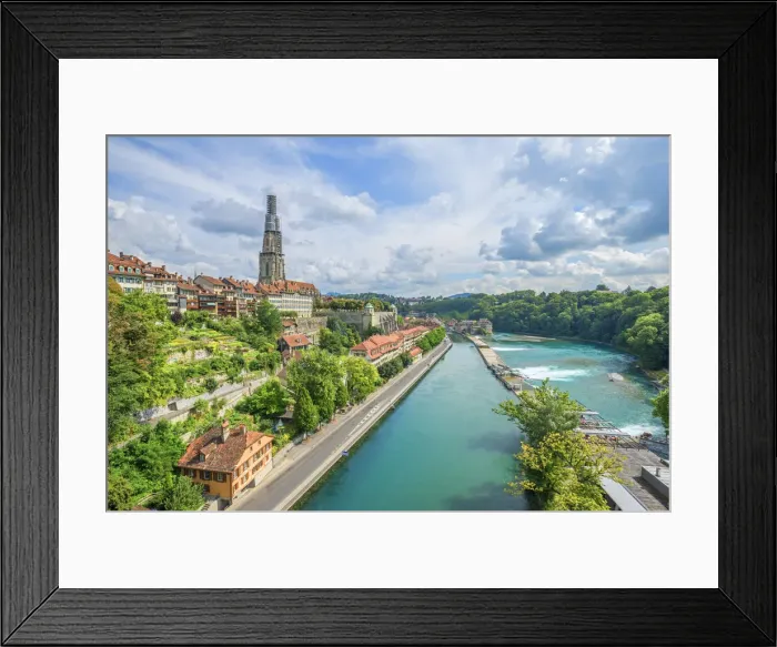 Framed Print : Berner Munster with river Aare, Berne, Switzerland Framed Print : Berner Munster with river Aare, Berne, Switzerland