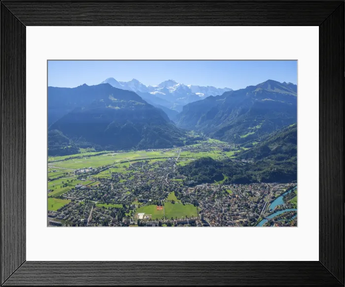 Framed Print : View from Harder Kulm at Interlaken and Eiger, Monch and Jungfrau, Berner Oberland, Canton Berne, Switzerland Framed Print : View from Harder Kulm at Interlaken and Eiger, Monch and Jungfrau, Berner Oberland, Canton Berne, Switzerland