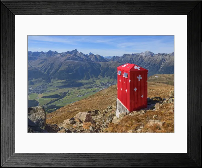 Framed Print : Toilet of the Segantini hut, Languard Alp, Pontresina, Upper Engadin, Grisons (Graubunden), Switzerland
