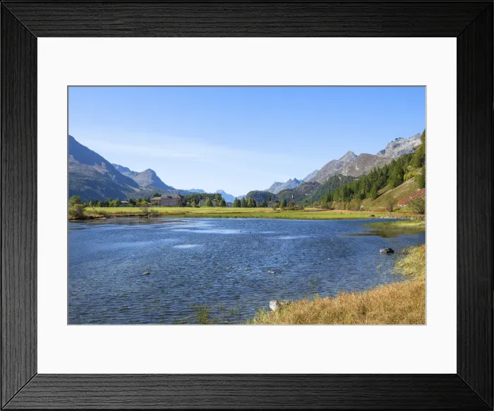 Framed Print : Sils with Lake Sils in fall, Upper Engadin, Grisons (Graubunden), Switzerland Framed Print : Sils with Lake Sils in fall, Upper Engadin, Grisons (Graubunden), Switzerland