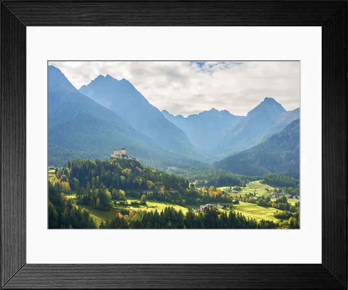 Framed Print : Tarasp with Castle, Engadin, Grisons (Graubunden), Switzerland