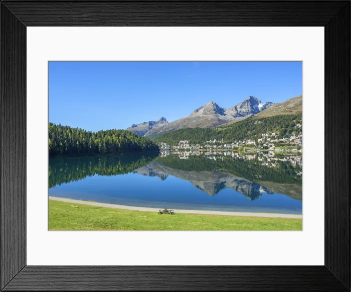 Framed Print : St. Moritz with St. Moritz lake, Upper Engadin, Grisons (Graubunden), Switzerland Framed Print : St. Moritz with St. Moritz lake, Upper Engadin, Grisons (Graubunden), Switzerland