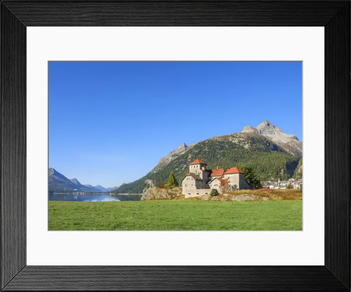 Framed Print : Castle Crap da Sass with Lake Silvaplana, Upper Engadin, Grisons (Graubunden), Switzerland Framed Print : Castle Crap da Sass with Lake Silvaplana, Upper Engadin, Grisons (Graubunden), Switzerland