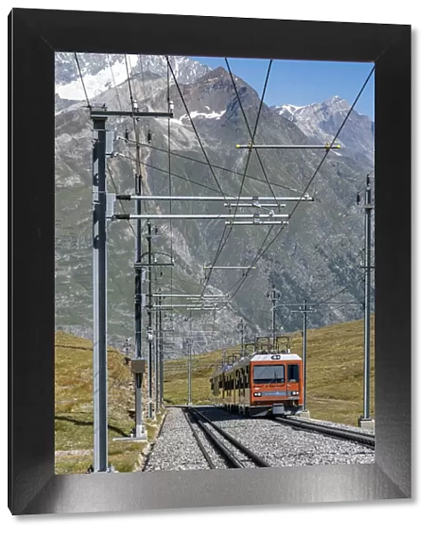 Train along the Gornergrat mountain rack railway, Zermatt, Valais, Switzerland
