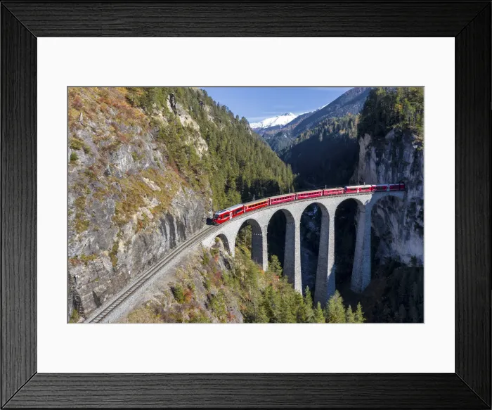 Framed Print : Switzerland, Canton Graubunden, Albulatal, Rhatische Bahn, Landwasser Viaduct Framed Print : Switzerland, Canton Graubunden, Albulatal, Rhatische Bahn, Landwasser Viaduct
