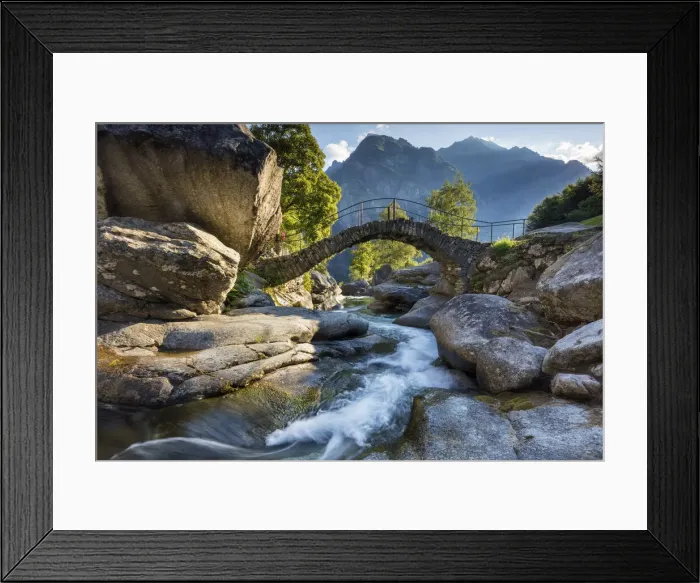 Framed Print : Switzerland, Ticino Canton, Val Calnegia, bridge near the village of Puntid Framed Print : Switzerland, Ticino Canton, Val Calnegia, bridge near the village of Puntid